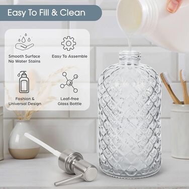 Скляні дозатори для мила Topsky (2 шт.), 400 мл, з нержавіючою помпою, для кухні та ванної кімнати