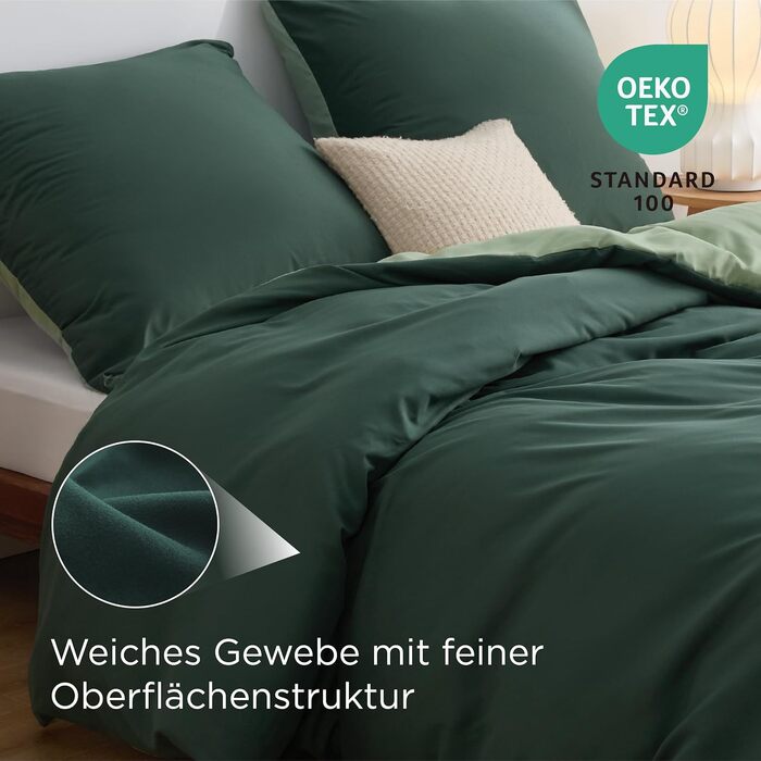 Комплект постільної білизни BEDSURE 135x200 см, 4-х частинний, зелений (2 наволочки 80x80 см, 2 простирадла 135x200 см), мікрофібра, поліестер, ÖKO-TEX