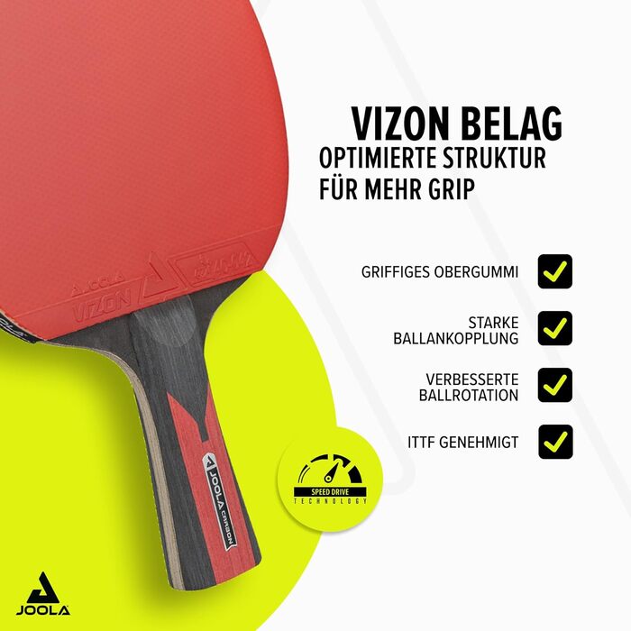 JOOLA Table Tennis Set Duo Carbon 2 - Table Tennis Paddles, Balls & Case - Red/Black, 6-Piece Single