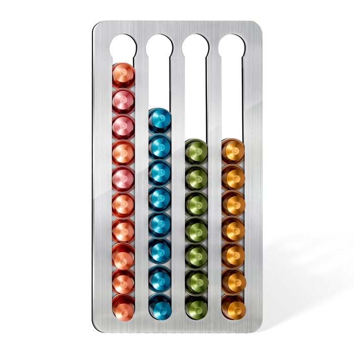 Тримач-органайзер для капсул Nespresso Original з нержавіючої сталі на 40 шт, поворотний самоклейний диспенсер для кухні (40.6 x 21.8 см)