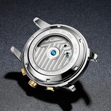 Чоловічий скелетон-годинник OLEVS: автоматичний механізм, сталевий браслет, водонепроникний, з календарем та підсвіткою циферблата