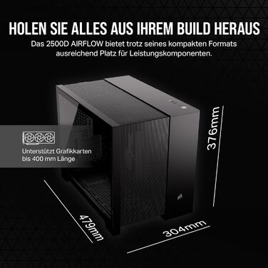 Корпус для ПК CORSAIR 2500D Airflow mATX: Чорний, 2-камерний, для водяного охолодження, сумісний з материнськими платами з реверсивним підключенням