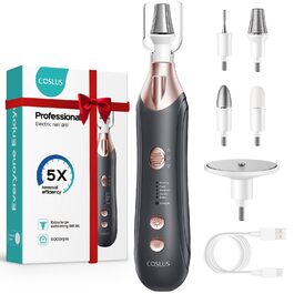 COSLUS C43 Професійний електричний набір для манікюру та педикюру: набір для догляду за ногами, руками та догляду за товстими нігтями, 5 швидкостей, сірий