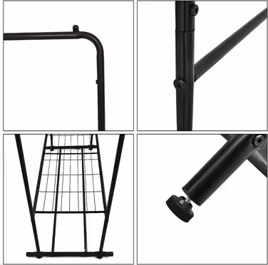 JURMERRY Freestanding Clothes Rack, Double Hanging Rail, High-Performance Metal with Shelf, Commercial Quality (Bronze)
