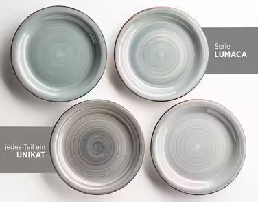 MÄSER Dinnerware Set for 6 People in Modern Vintage Look, 12-Piece Tableware Set, Hand-Painted, Blue, Stoneware, Smoke Blue (Bel Tempo II)
