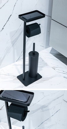 Набір для ванної кімнати в індустріальному стилі: тримач для туалетного паперу та ергономічна щітка для унітаза, чорний матовий