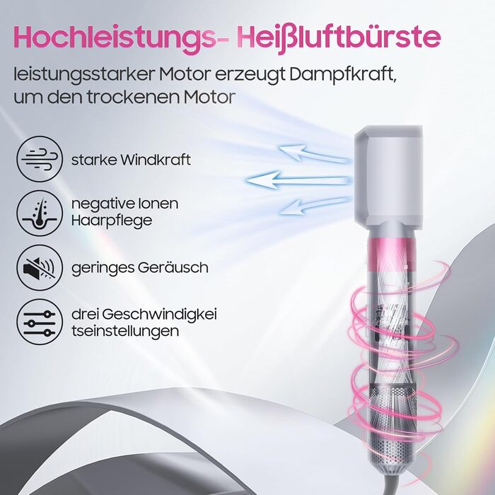 Набір для укладки волосся Airstyler 5 в 1: фен-щітка, термощітка, плойка для локонів, об'ємна щітка, для випрямлення, сушіння, створення об'єму та локонів (сірий)