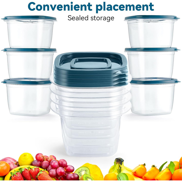 Контейнери для їжі EFISH 20 шт. з кришкою, прямокутні, пластикові, 500 мл, для школи, роботи, подорожей