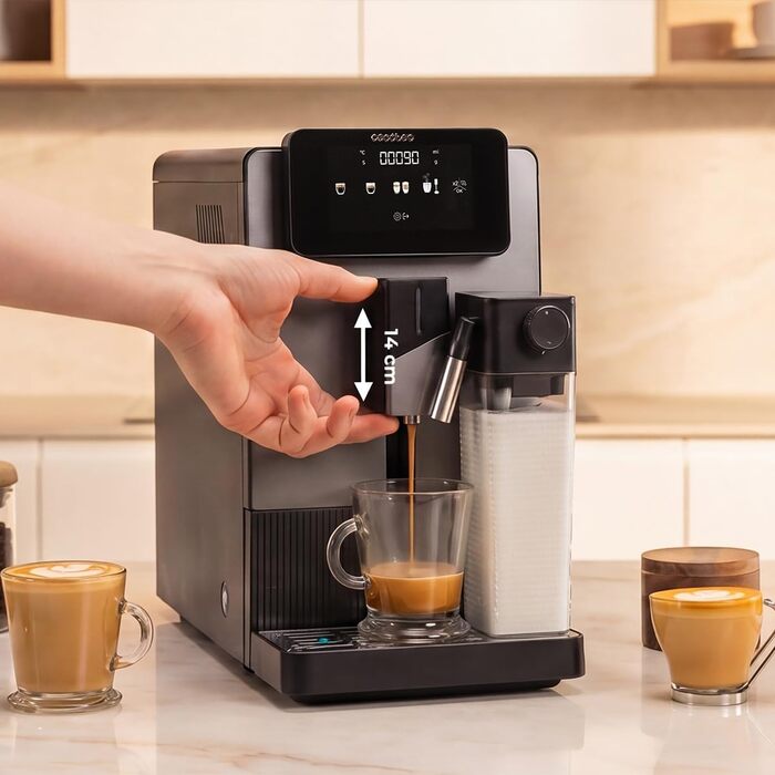 Кавомашина автоматична Cecotec Cremmaet Latte Art Elite 1500 Вт, 19 бар, керамічні жорна, 1.1л + 400мл, для капучино та лате