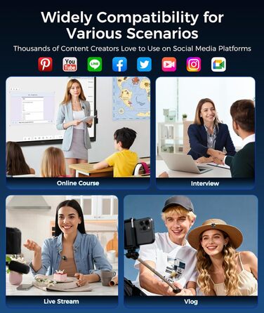 Мікрофон-петличка Aceele бездротовий для iPhone/Android/планшетів/ПК, Hi-Fi звук, шумозаглушення, 24 години роботи, радіус дії 50м, мініатюрний мікрофон для відео/стрімінгу/влогів/подкастів/інтерв'ю з кейсом для зарядки