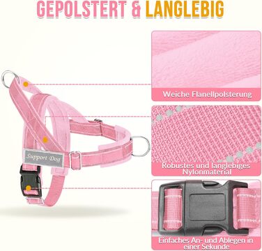 Нашийник для собак Eyein: м'який, з 2 застібками, світловідбиваючий, для великих та середніх собак, рожевий (L)