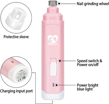 Електричний триммер для собак та котів Casfuy - професійний, 2 швидкості, акумуляторний, рожевий