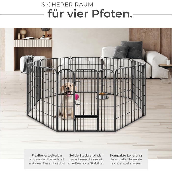 Тектейк вольєр для цуценят, 60 см, 8 граней, чорний - 402502
