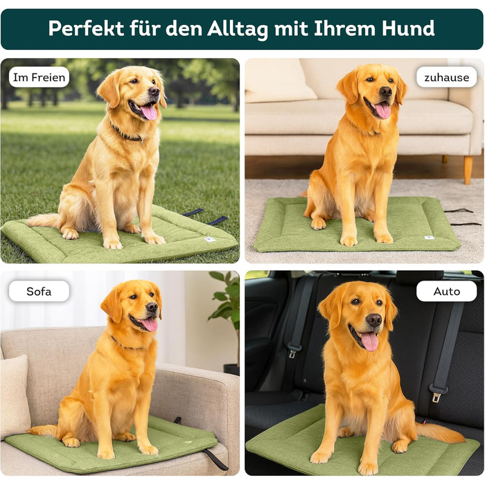 Килимок для собак Wanderpfote, 75x50 см – ортопедичний, водовідштовхувальний, для подорожей – зелений