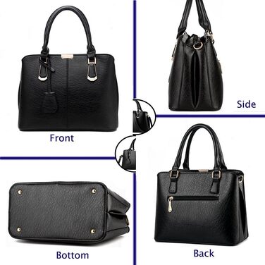 Сумка жіноча шкіряна (екошкіра) Shopper Damen темно-синя велика містка з ручками та ланцюжком