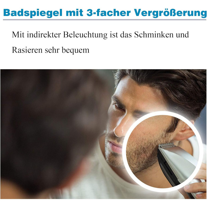 Дзеркало для ванної кімнати AQUABATOS LED 50x70 см з підсвічуванням, сенсорним вимикачем, регулюванням температури світла (6400K), IP44, CE, енергозберігаюче.