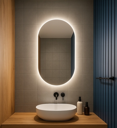 Овальне LED-дзеркало LUNA 60x80 см, вологозахищене IP65, вертикальний/горизонтальний монтаж