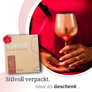 Набір келихів для вина Gusto Nostro з ніжки з нержавіючої сталі (4 шт.) 540 мл, рожеве золото, для шампанського та коктейлів