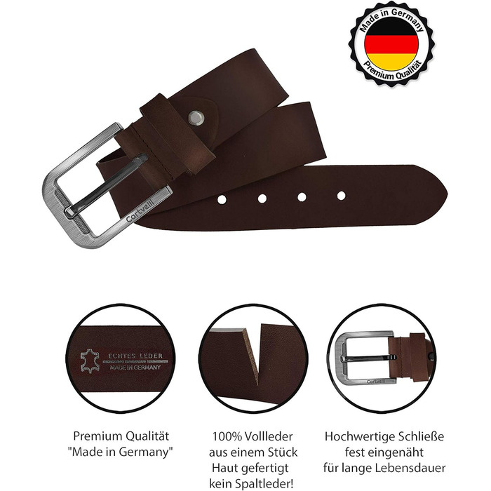Чоловічий шкіряний ремінь преміум-класу, виготовлений у Німеччині, з подарунковою коробкою. Ширина 40 мм, темно-коричневий, розмір 105. Зверніть увагу на таблицю розмірів.
