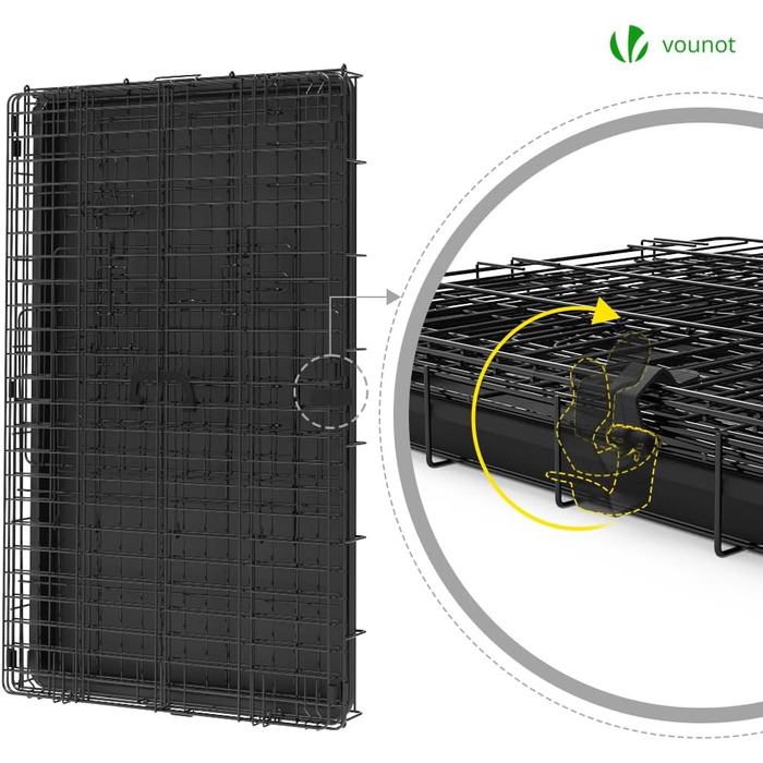 Клітка для собак VOUNOT, розкладна з кришкою, 122x75x81 см, чорна. Автомобільна переноска для собак, з подвійними дверцятами та знімною підстілкою. XXL, 92x58x64 см (без кришки)