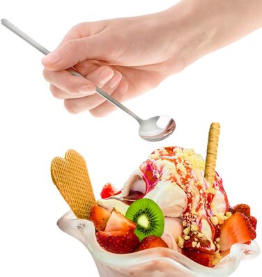 Набір ложок Com-Four® 12 шт. з нержавіючої сталі з довгим руків'ям (17 см) для коктейлів, чаю, кави, молочних коктейлів, матча, холодних напоїв та десертів