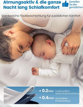 Надувне ліжко для двох осіб, самонадувна повітряна матрац для гостей з вбудованим насосом (3 хвилини), захист від проколів, надувна матрац для кемпінгу та дому, 203x152x46 см, максимальне навантаження 363 кг