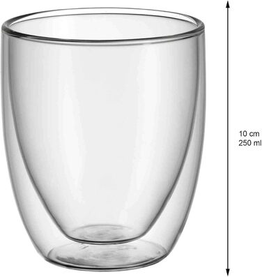 WMF Double-Walled Cappuccino Glasses Set, 6-Piece, Double-Walled Glasses 250ml, Floating Effect, Thermoglass, Heat-Resistant Tea Glass, Coffee Glass