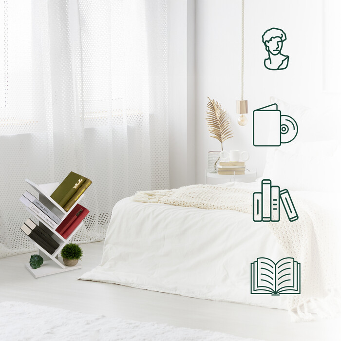 Relaxdays White Bookshelf in Tree Shape