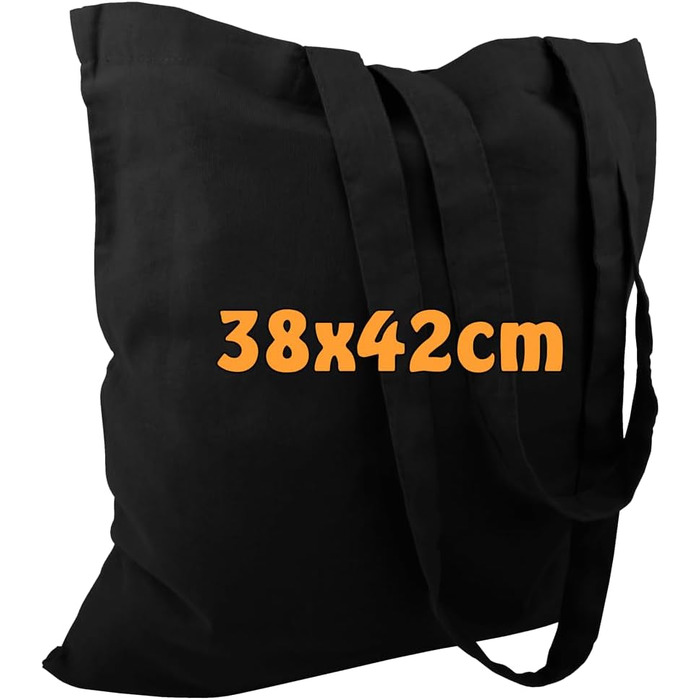 10 Cotton Bags | 38x42 cm | Unprinted | With two long handles | Paintable | Öko-Tex 100 certified | Jute bag | Fabric bags