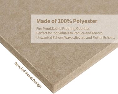 Акустичні панелі Rdutuok гексагон 30x26x1 см, шумопоглинаючі стінові панелі для студії, офісу та декору, 12 шт. (темно-верблюжий)