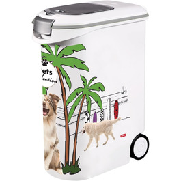 Контейнер для корму Curver для собак – 20 кг/54 л – Pets Collection – великий герметичний контейнер для зберігання корму для собак з колесами – 28 x 49 x 61 см