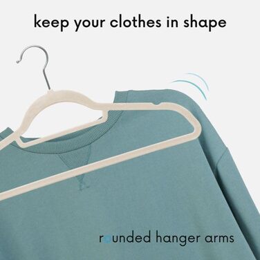 В'язки для одягу OGIVO - набір з 20 шт. - антиковзаючі вішалки для гардеробу - для краваток, з обертовим гачком 360° - з вирізами для плечей (Бежевий)