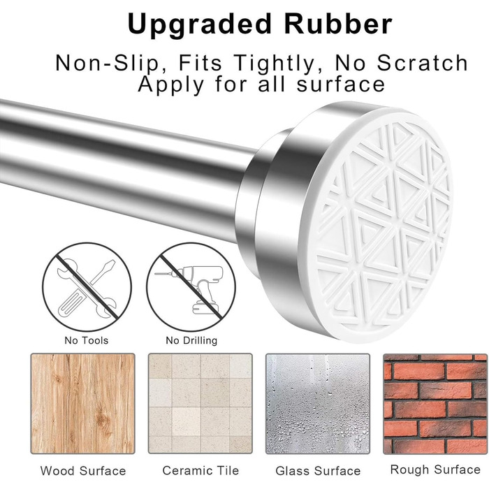 Телескопічна штанга для душу Siler, без свердління, з нержавіючої сталі, висувна, регульована, для душу та ванни (60-290 см, білий)