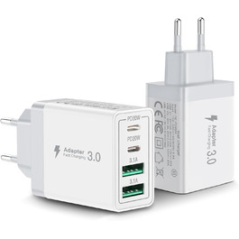 Подвійний зарядний пристрій USB-C Aioneus 40W з 4 портами PD+QC, багатопортовий адаптер живлення для iPhone 15, Samsung та інших смартфонів