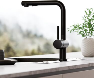 Кран кухонний CECIPA X203B чорний з висувною лійкою, 360° поворот, двома струменями, з нержавіючої сталі