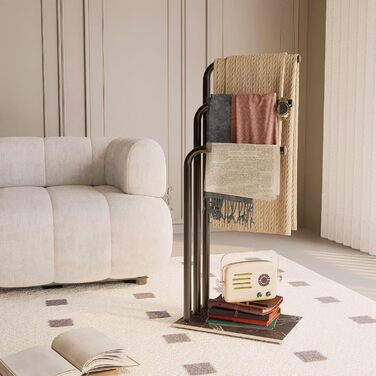 Підставка для рушників Yawinhe, чорна, з 3 стійками, з нержавіючої сталі, 39x26x90 см