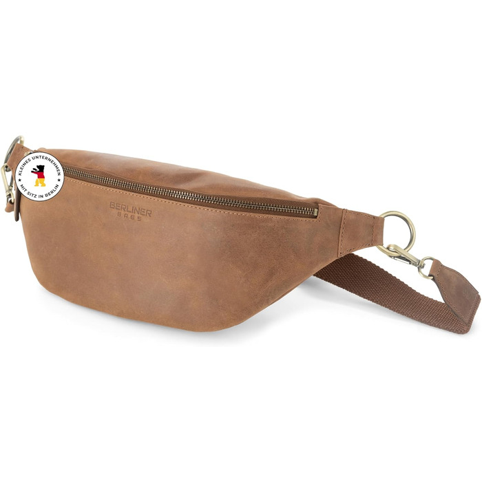 Чоловіча/Жіноча сумка через плече Berliner Bags Preiu Bauchtasche, сумка на пояс, шкіряна, кросбоді, для чоловіків та жінок (Camel, XL)