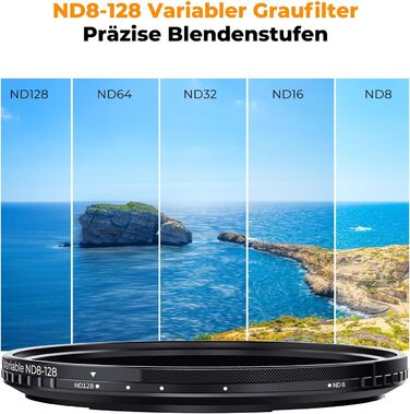 Фільтр ND K&F Concept 82mm Магнітний Змінний Градуйований (ND8-128) з Адаптером, Nano-Xcel