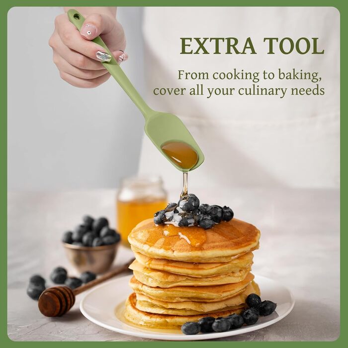 Набір кухонних аксесуарів Kikcoin 43 шт. – Силіконовий набір кухонних інструментів, безпечний для миття в посудомийній машині, лопатки для антипригарного посуду, стійкий до 230°C, кухонні помічники з підставкою, BPA-free, колір: авокадо