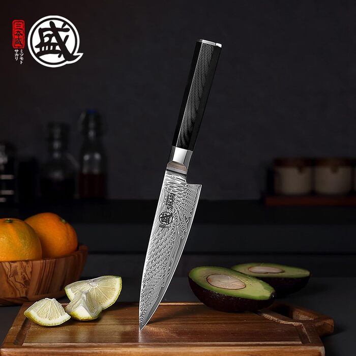 Кухонний ніж для шеф-кухаря MITSUMOTO SAKARI Gyuto, порошковий сталь VG-Pro, чорна ручка, 14 см, Японія