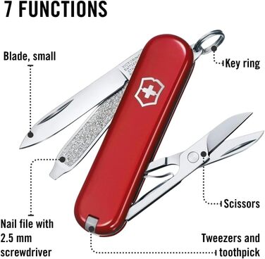 Мультитул Victorinox Classic SD: Швейцарський ніж, 7 функцій, з пилочкою для нігтів