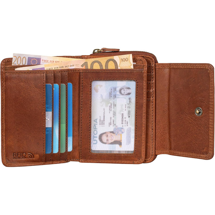Benthill Women's Wallet Large Genuine Leather - Wallet with RFID Protection - Wallet with Many Card Slots - Women's Purse including Gift Box, Color: Brown