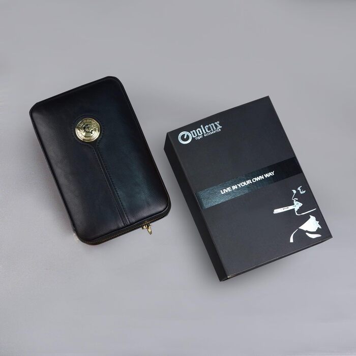 Чохол для сигар, переносний шкіряний гумодор, з запальничкою, вміщує до 6 сигар, чудовий подарунок для чоловіків (без сигар), чорний