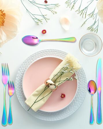12-Person Flatware Set, 60-Piece Fantasy Color Flatware, High-Gloss Polished and Dishwasher Safe, Elegant Fantasy Color Matte Flatware, with Knife, Fork, and Spoon, for Home, Party, Restaurant