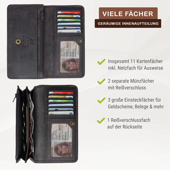 STILORD 'Lotta' Leather Wallet Women RFID and NFC Protection Vintage Women's Wallet Crossbody with RFID Blocking in Gift Box