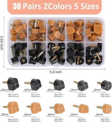 YEHAM 25 Pairs of High Heel Shoe Replacement Tips/Pin Kit in 5 Different Sizes (8/9/10/11/12 mm) for Women (Black and Beige Spikes)