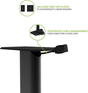 Підлогові стійки для колонок Kanto SP26PLW 26' | Для полицевих колонок середнього та великого розміру | Сталь, піна, поворотна пластина 30° | Чорний (пара)