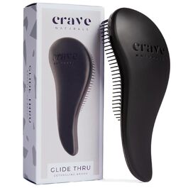 Crave Naturals Glide Thru - щітка для розплутування волосся для дітей та дорослих. Підходить для будь-якого типу волосся (сухе, вологе, кучеряве, пряме). Чорний колір