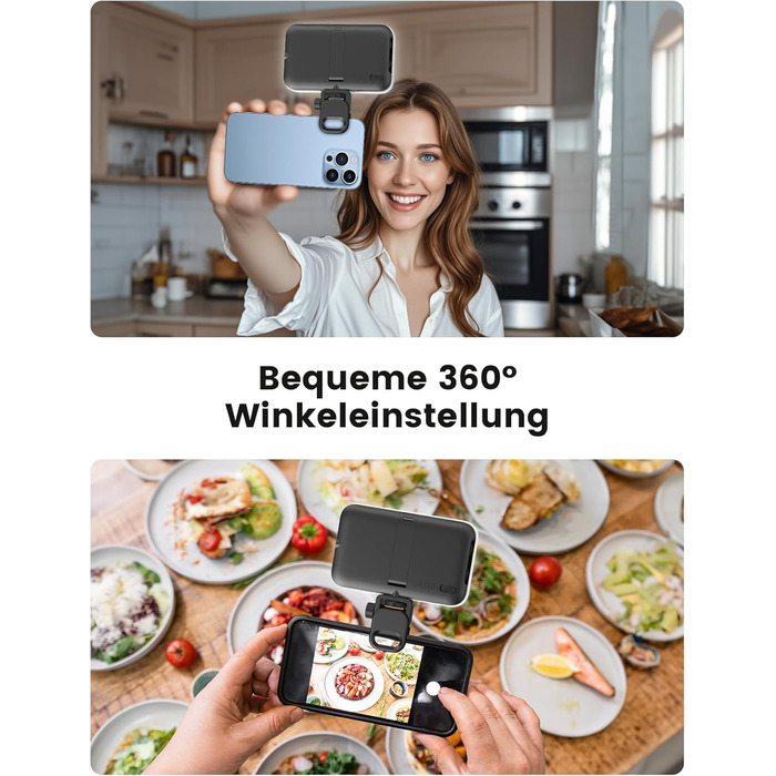 Лампа для селфі з софтбоксом та штативом – перезарядна світлодіодна лампа Clip-Fill з 96 LED, для телефону, iPhone, камери та ноутбука, для макіяжу, TikTok, Vlogs та відеодзвінків