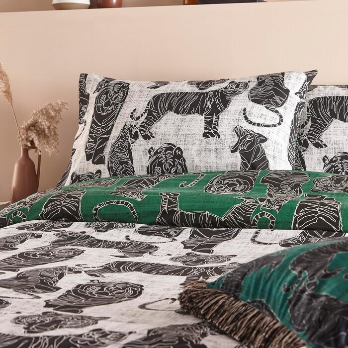 Комплект постільної білизи furn. Witchy Vibes для ліжка Super-King-Size, колір іржаво-помаранчевий (230x220 см), принт Дика кішка, джунглі